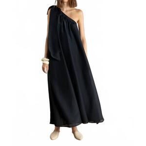 NEW PSOPHIA asymmetrical one-shoulder maxi dress in black